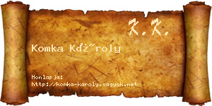 Komka Károly névjegykártya